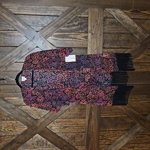 Small LuLaRoe Monroe Kimono Black Background Floral